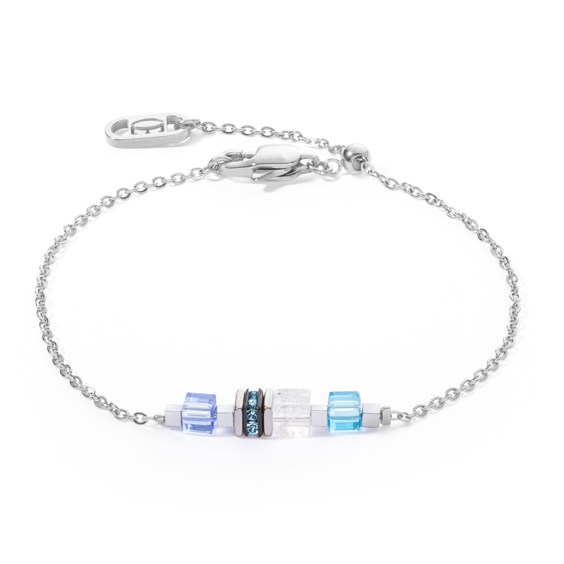 COEUR DE LION Armband Mini Cubes & Chain Blau 5076/30-0717