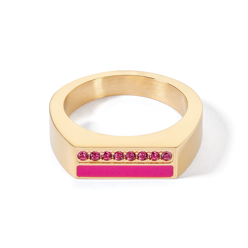 COEUR DE LION Ring Edelstahl Vergoldet Kristall Pink 0133/40-0416