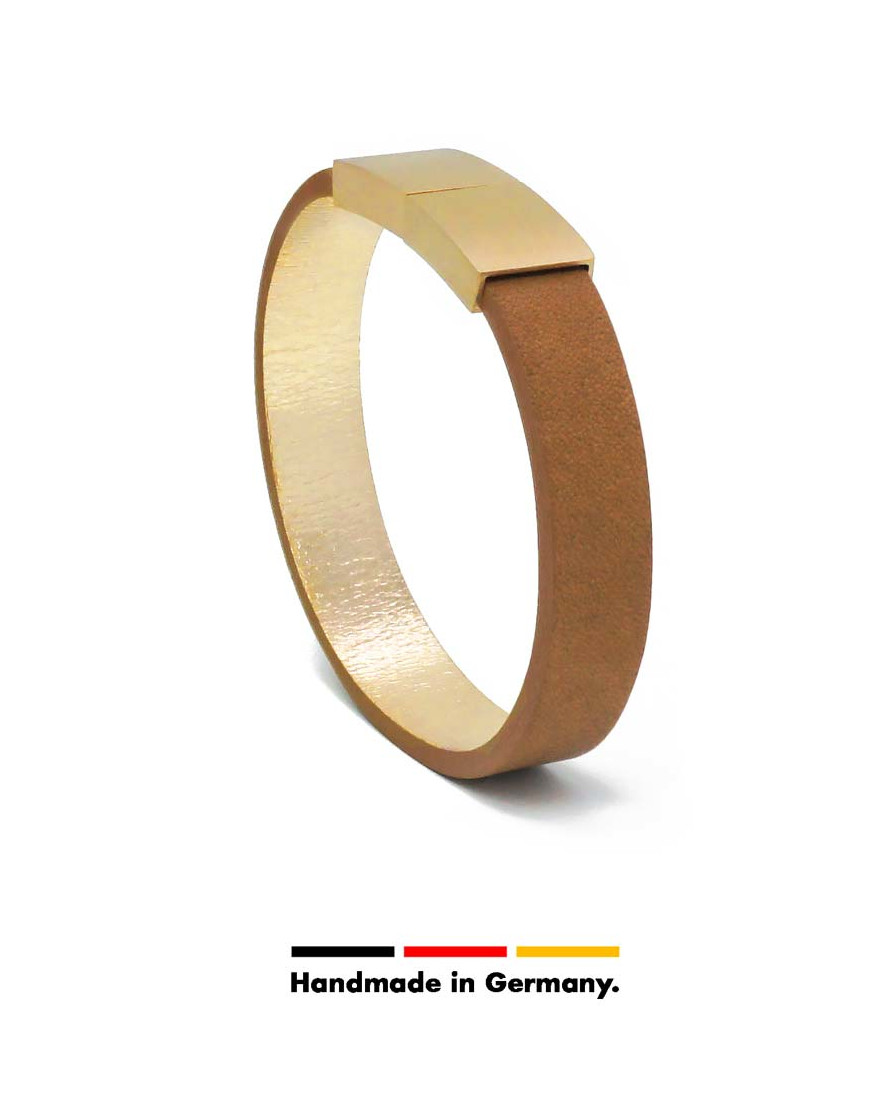 AIMI BANDIES Armband Leder Havanna Edelstahl Vergoldet 2-002-M-03