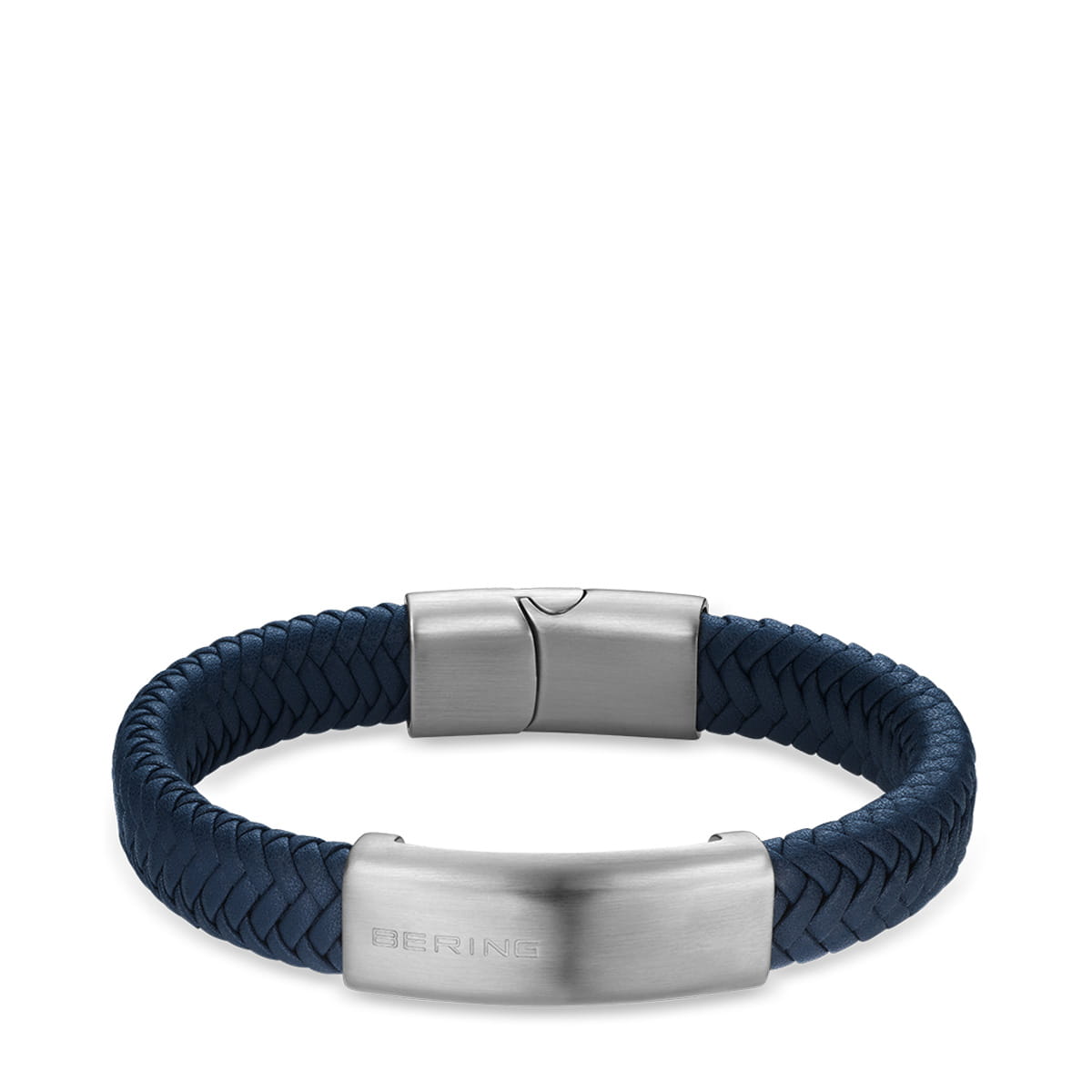 Bering Armband Edelstahl Leder Blau 637-817-X0