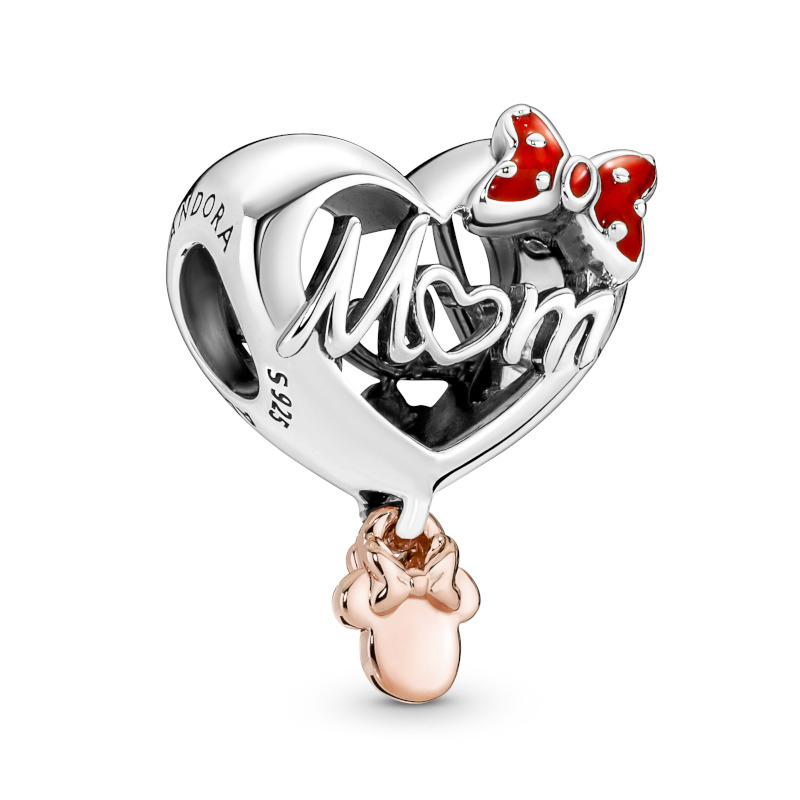 PANDORA Disney Silber Charm Minnie Mouse Mom Heart 781142C01