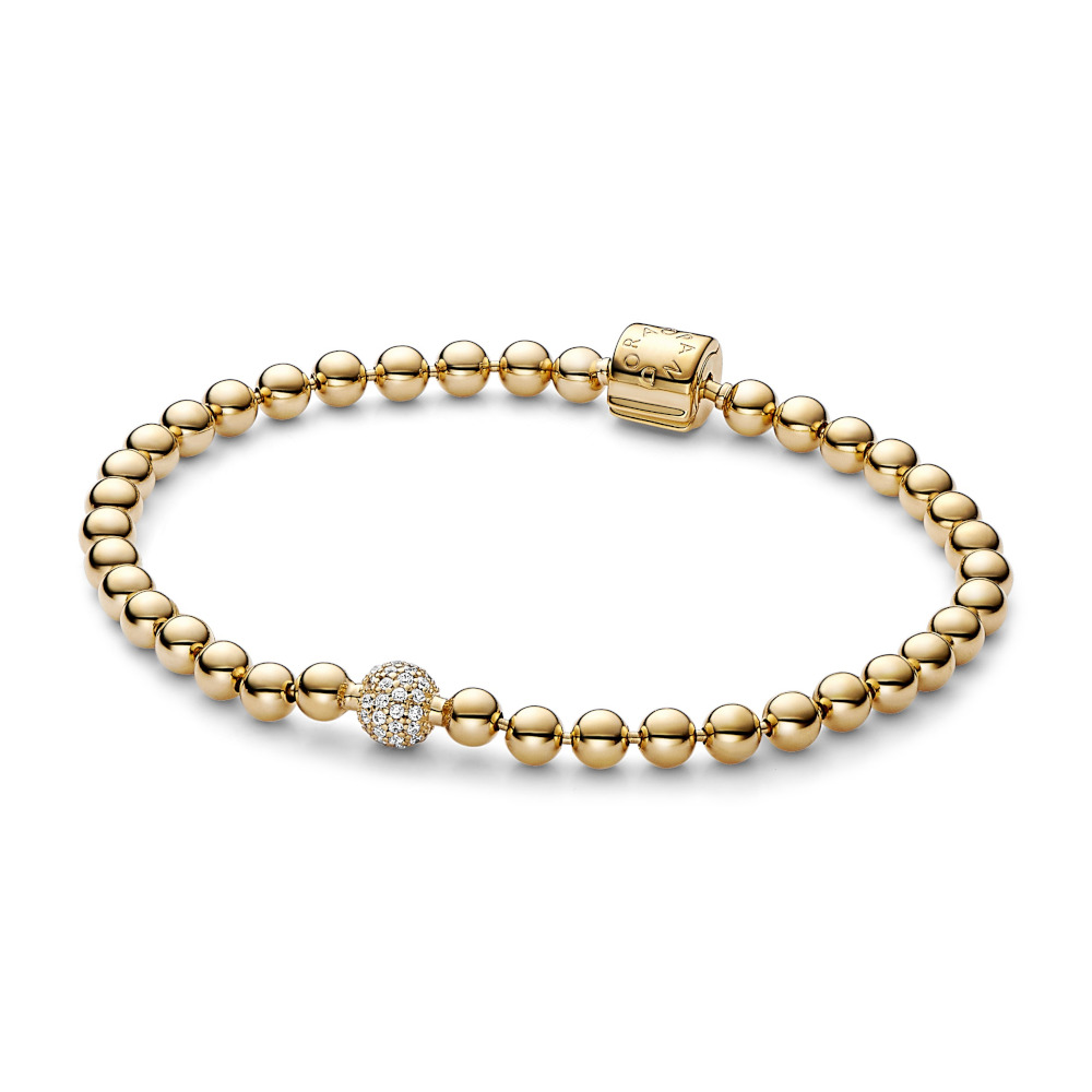 PANDORA Armband 14k gold plattiert Beads & Pavé 568342C01