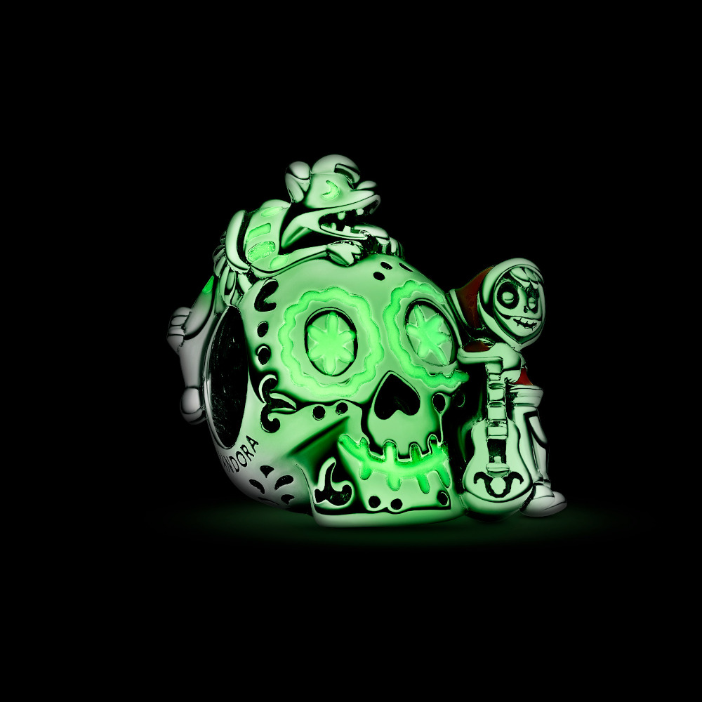PANDORA Disney Silber Charm Pixar Coco Miguel & Dante Skull 792817C01