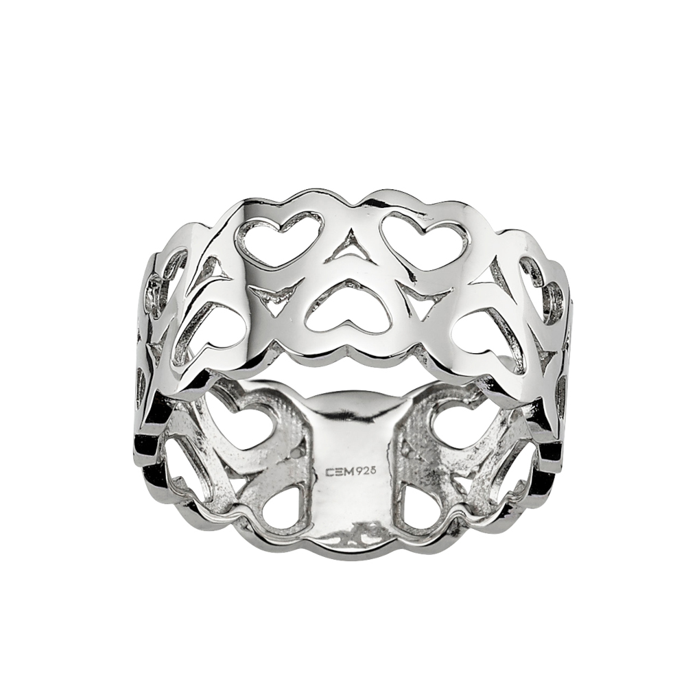 CEM Ring 925/- Silber Rhodiniert Herzen S-02197R