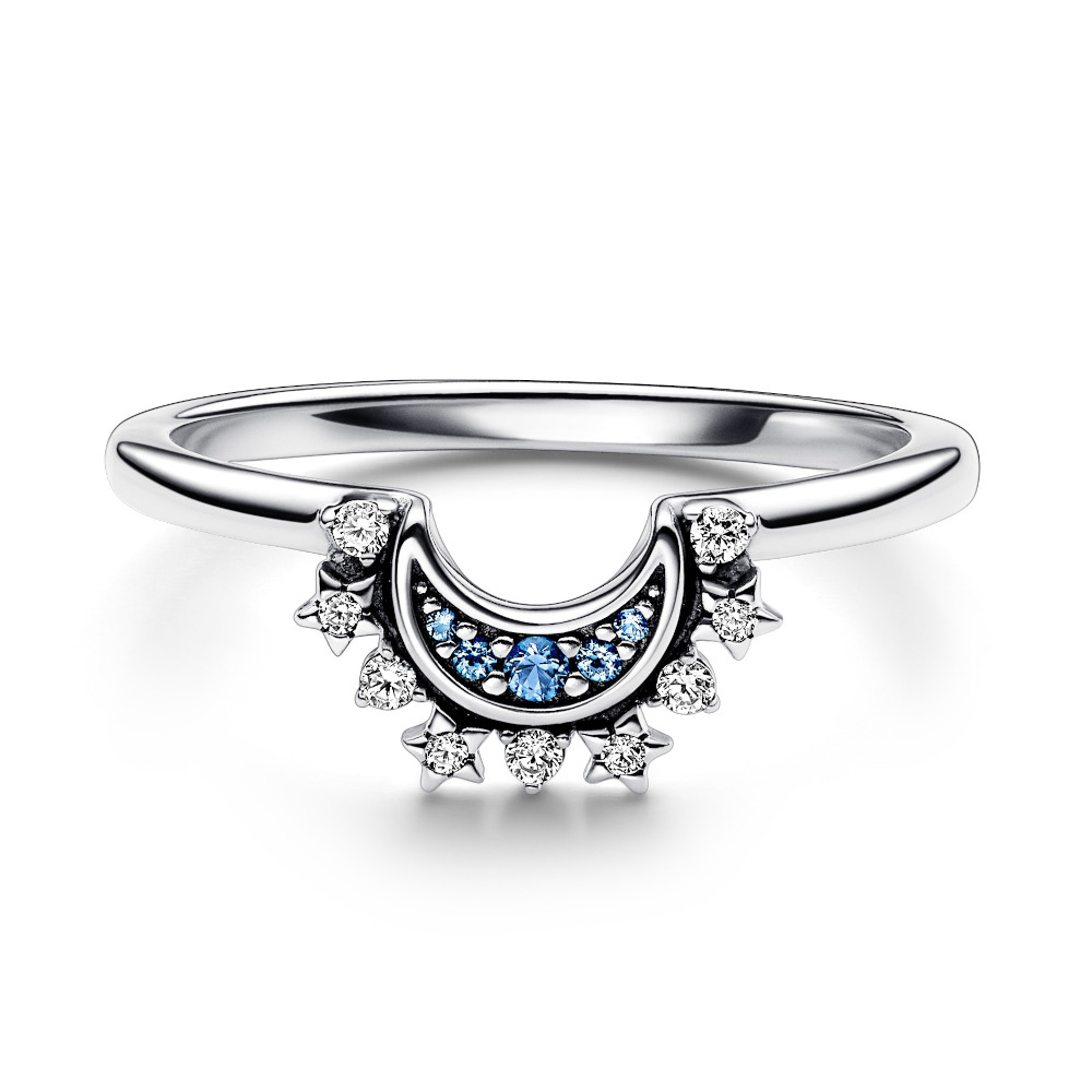 PANDORA Ring Sterlingsilber Blue Sparkling Moon 192675C01