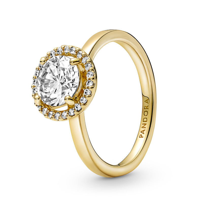 PANDORA Ring 14k gold plattiert Sparkling Round Halo 161234C01