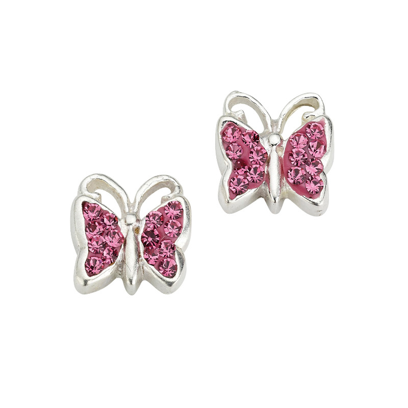 CEM Ohrschmuck Silber Schmetterling Pink BOS905085