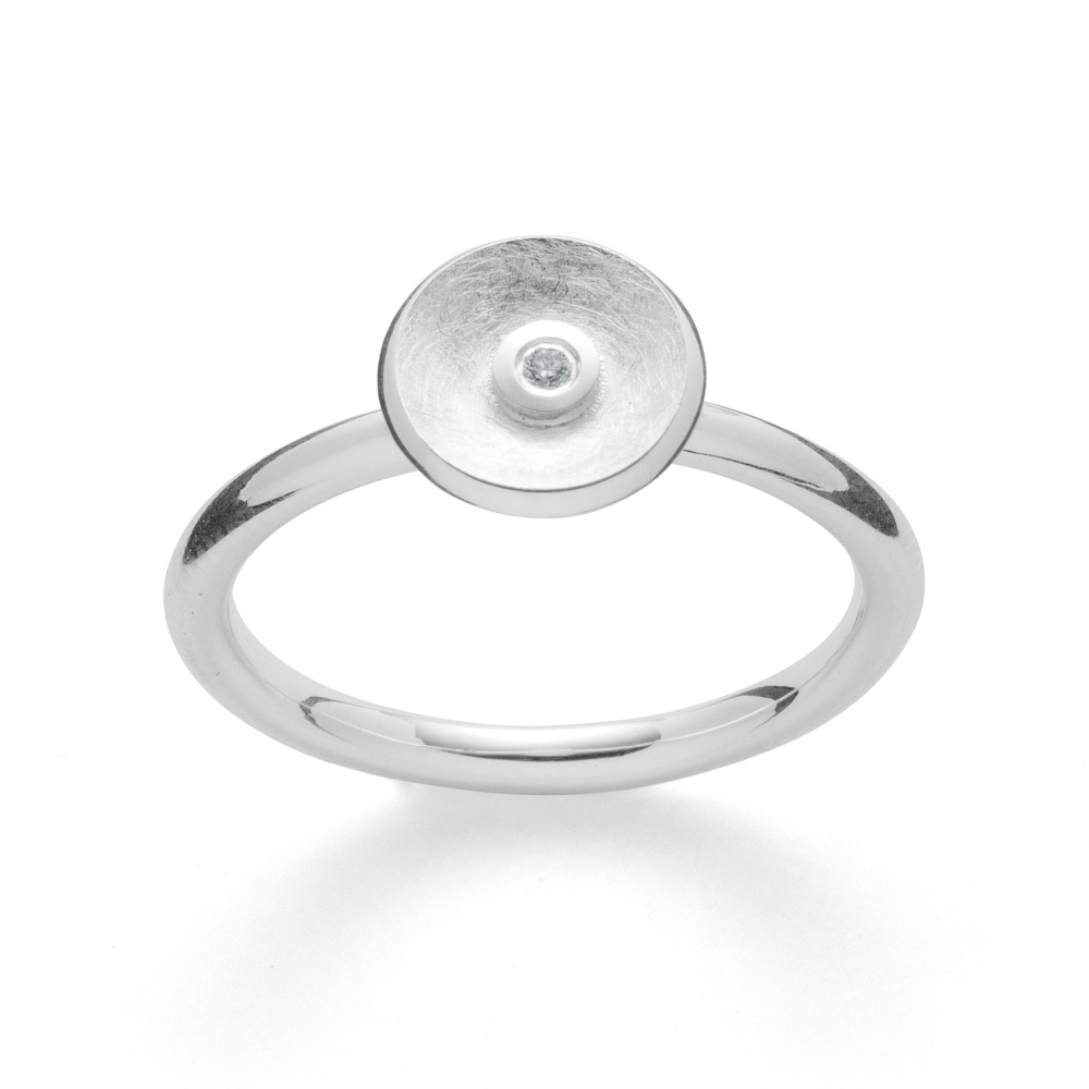 Bastian Inverun Ring 925/- Silber Rhodiniert mit Diamant 41661