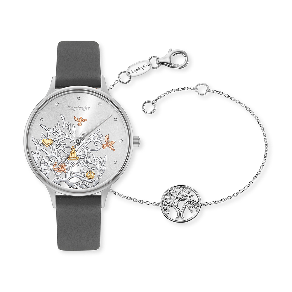 Engelsrufer Geschenkset Armbanduhr + Armband Lebensbaum ERWO-TREE-03