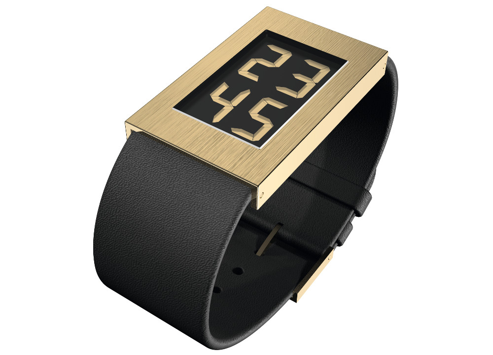 ROSENDAHL Armbanduhr Digital Watch I Large Edelstahl Gold Lederband Schwarz 43282