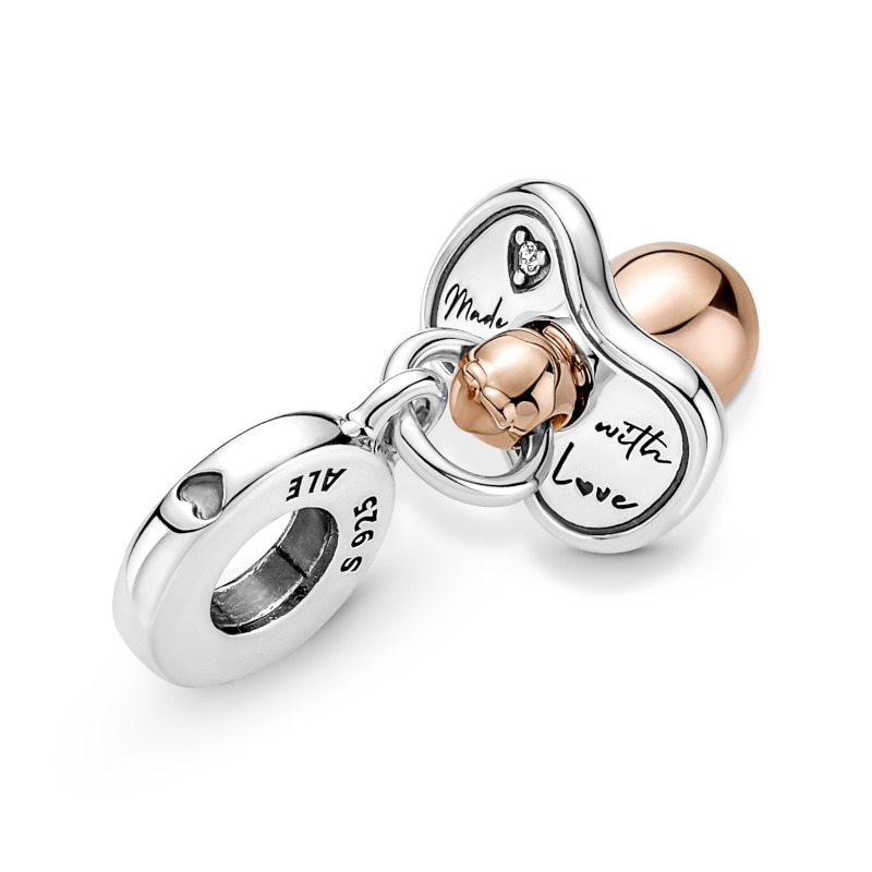 PANDORA Charm Silber 14kt rose gold plated Baby Pacifier 781490C01