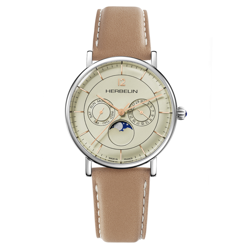 HERBELIN Armbanduhr INSPIRATION Unisex Edelstahl Lederband Beige 12747AP17TR