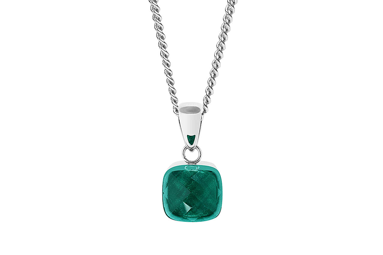 QUDO Collier Edelstahl FIRENZE Kristall Emerald 400093