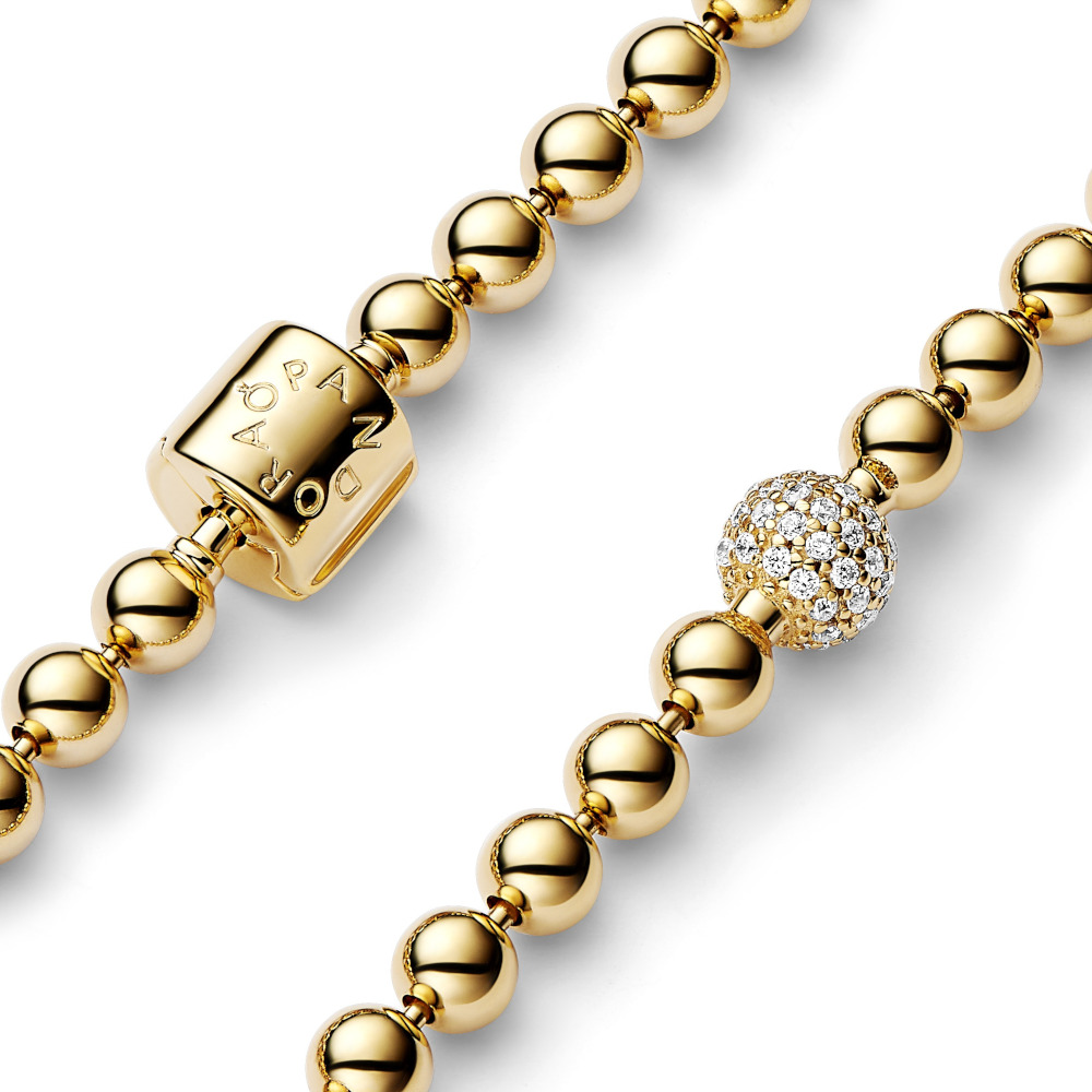 PANDORA Armband 14k gold plattiert Beads & Pavé 568342C01