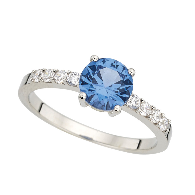 CEM Ring 925/- Silber Zirkonia Blau S-01112R