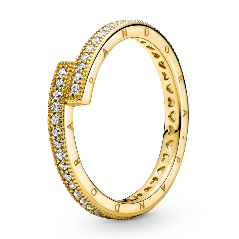 PANDORA Ring 14k gold plattiert Sparkling Overlapping 169491C01