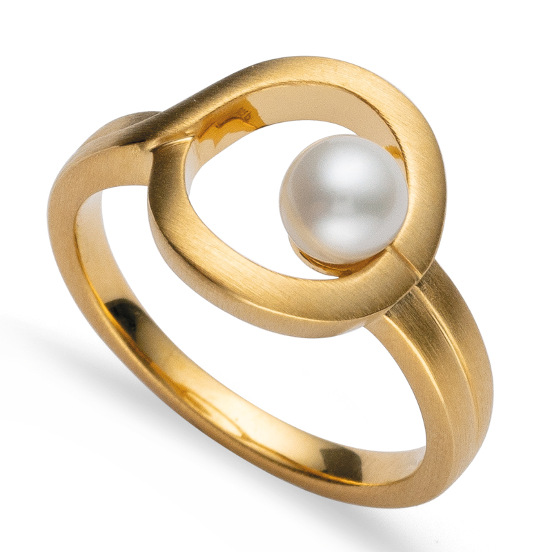 Bastian Inverun Ring 925/- Silber Vergoldet Zuchtperle 39580