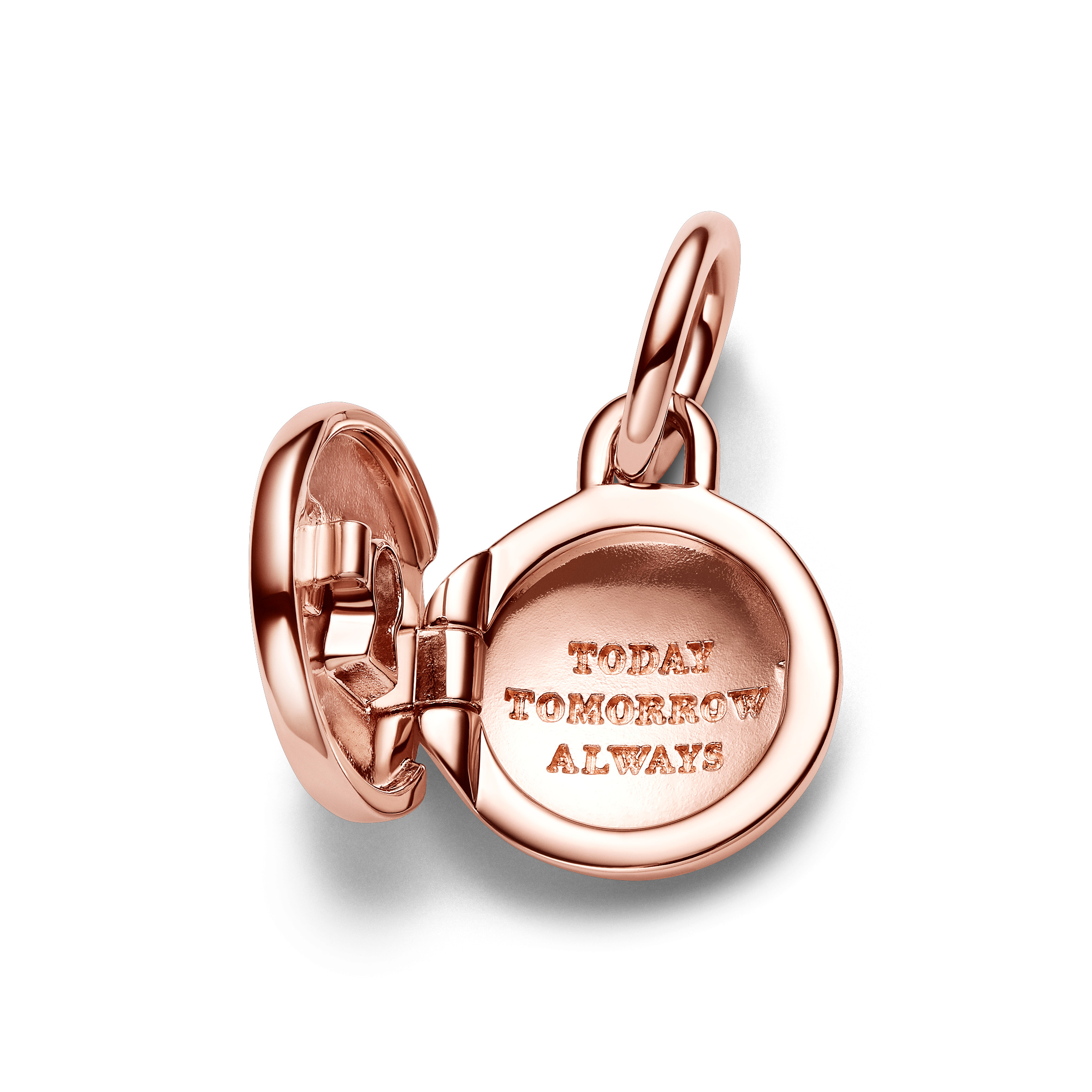 PANDORA Medaillon 14k Rose gold plated Engravable Love Locket Dangle Charm 783066C01
