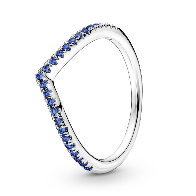 PANDORA Ring Sterlingsilber Wish Sparkling Blue 196316C02