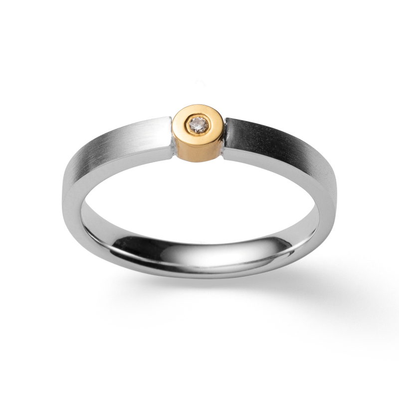 Bastian Inverun Ring 925/- Silber Teilvergoldet Diamant 39861