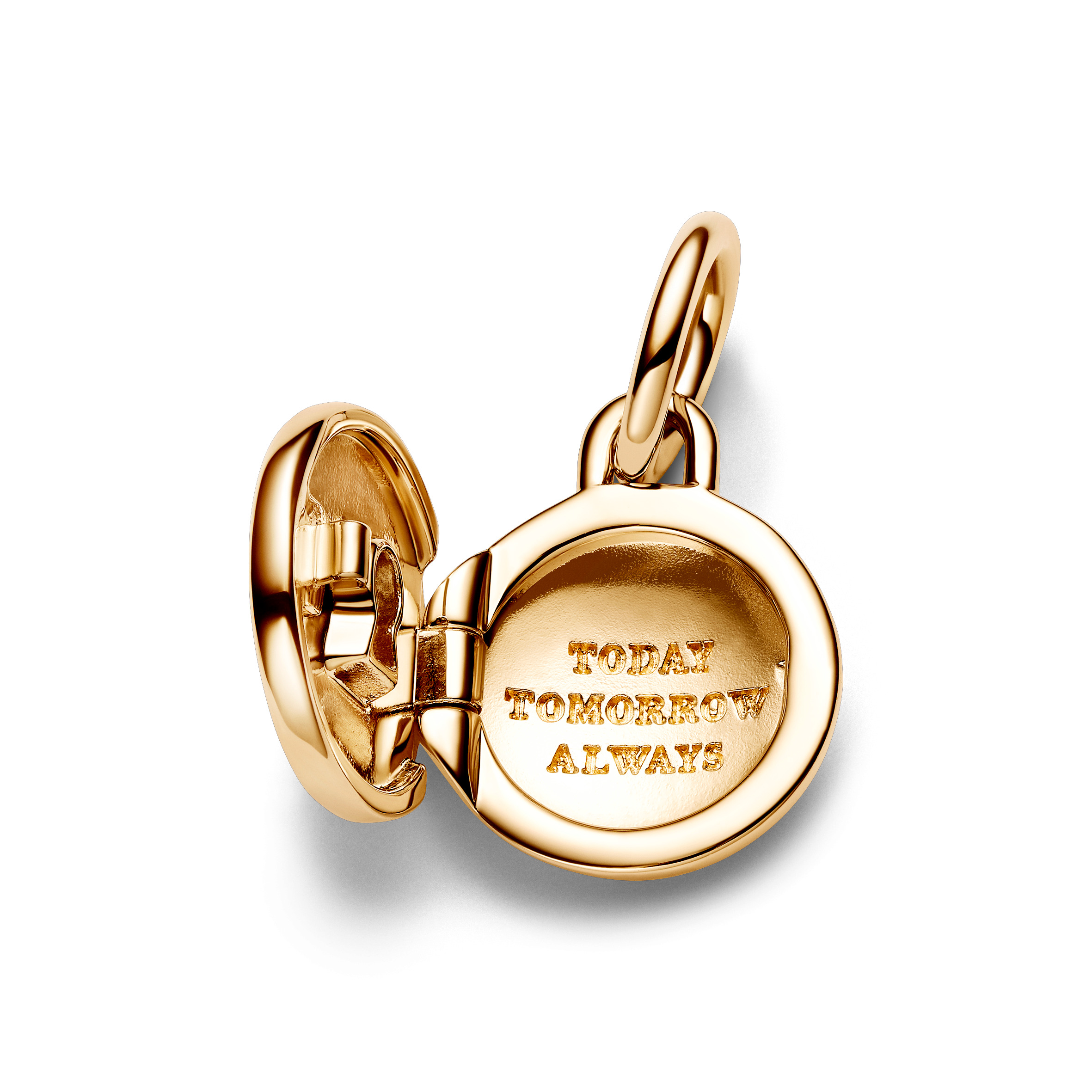 PANDORA Medaillon 14k gold plattiert Engravable Love Locket Dangle Charm 763066C01