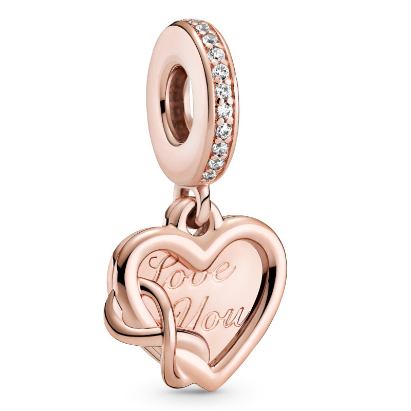 PANDORA Charm Anhänger 14k rose gold plattiert Love You Infinity Heart 789369C01