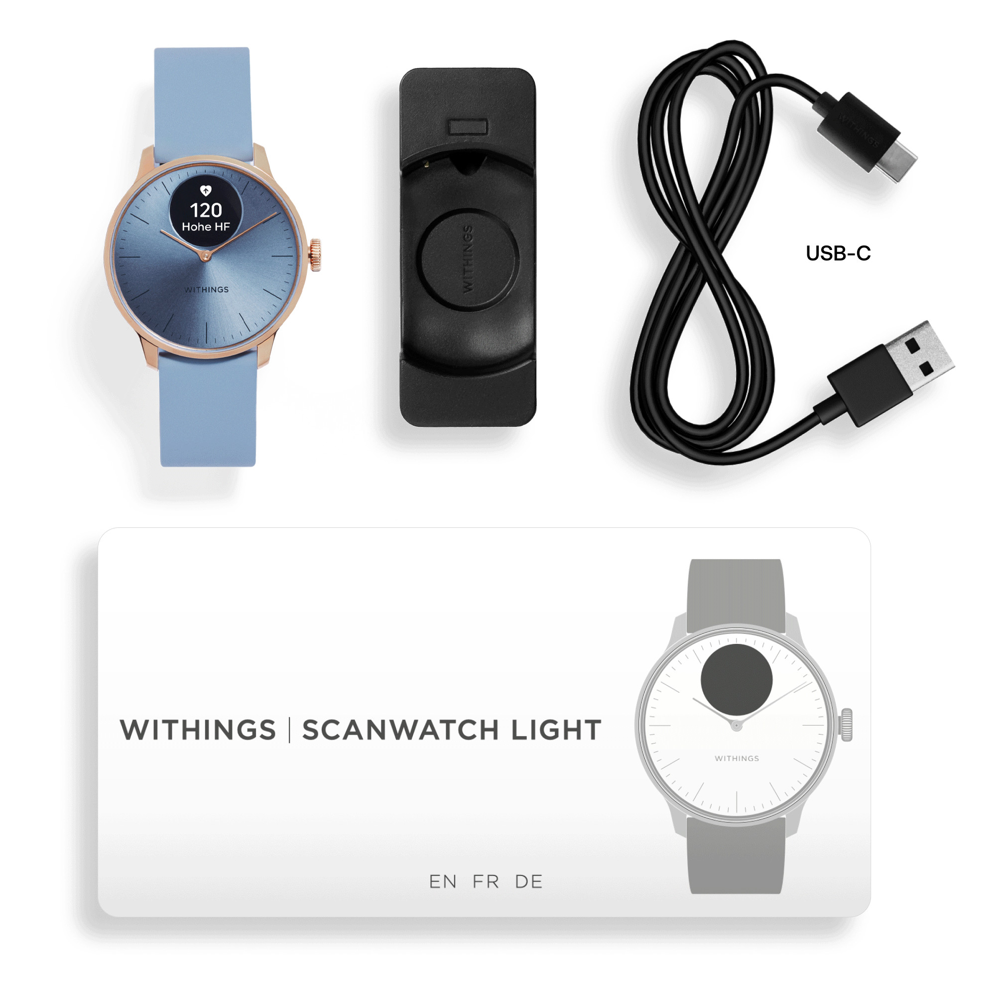 WITHINGS Scanwatch Light Rosegold Blue 37mm HWA11-MODEL2-ALL-IN