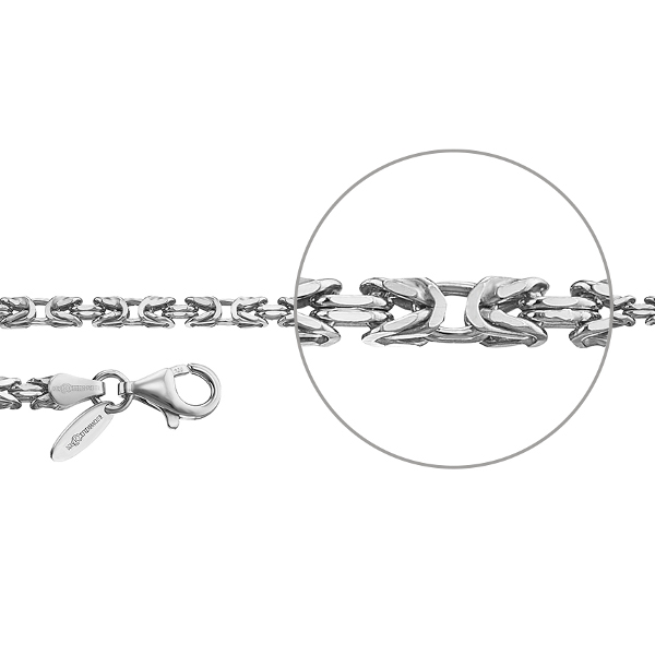 DER KETTENMACHER Sterlingsilber Rhodiniert Königskette Diamantiert 3,0mm KÖ1-50S