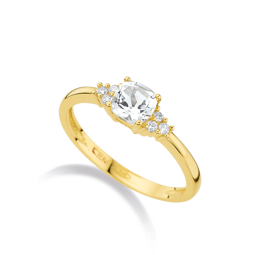CEM Ring 585/- Gold Brillanten Topas G5-00728R
