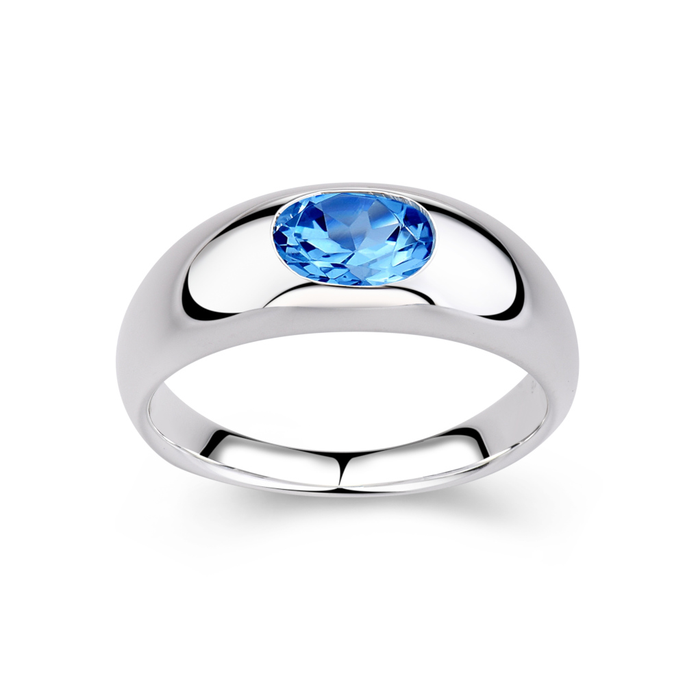 FRITSCH STERLING Ring 925/- Silber Swiss Blue Topas 01259