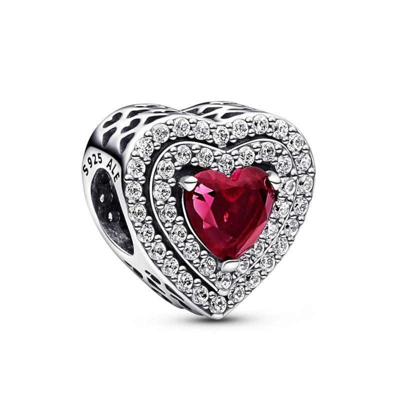 PANDORA Silberelement Red Sparkling Levelled Heart 799218C02