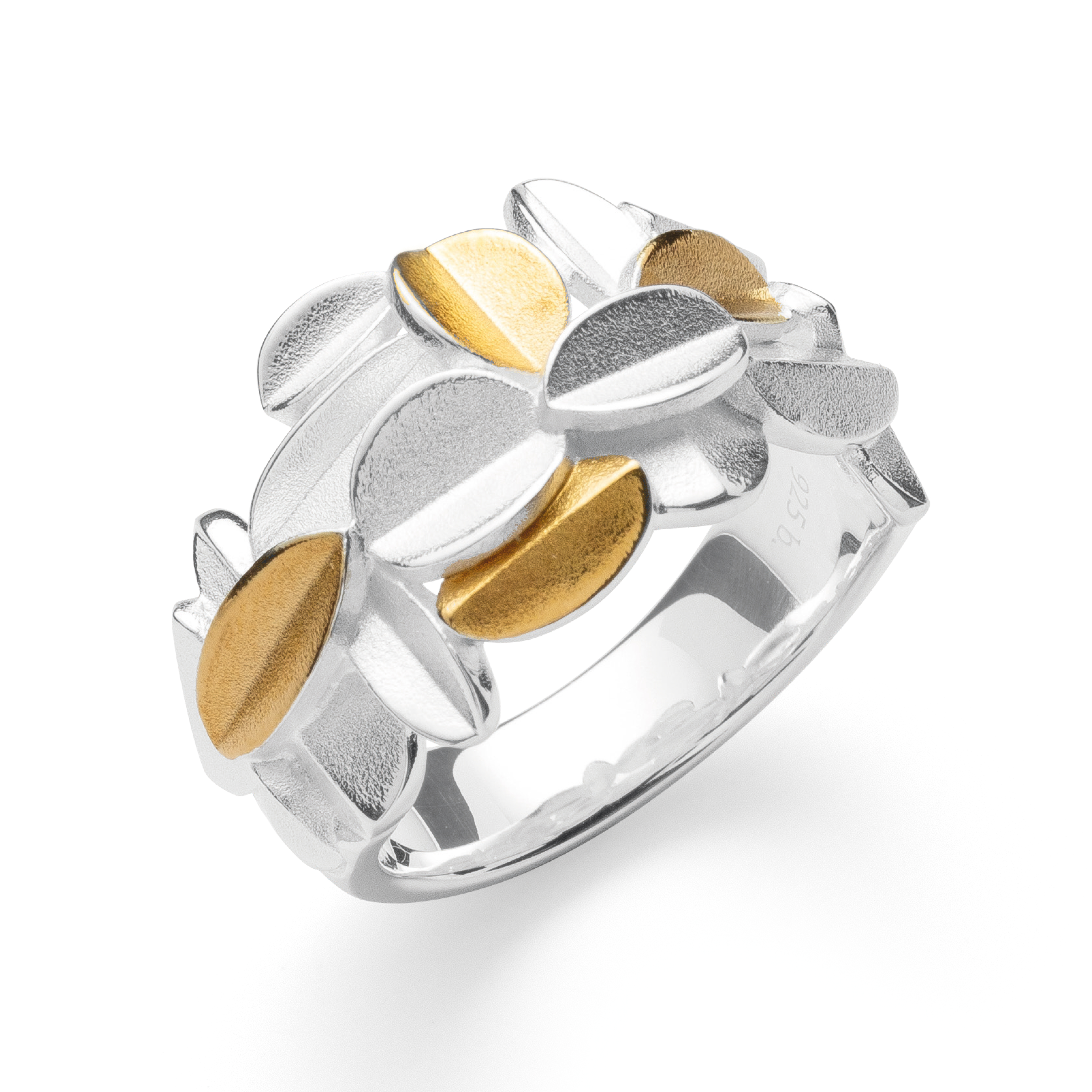 Bastian Inverun Ring 925/- Silber Rhodiniert mit Teilvergoldung 44111