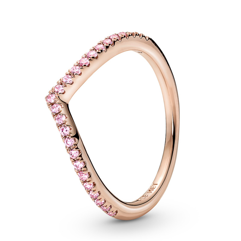 PANDORA Ring 14k rose gold plattiert Wish Sparkling Pink 186316C02