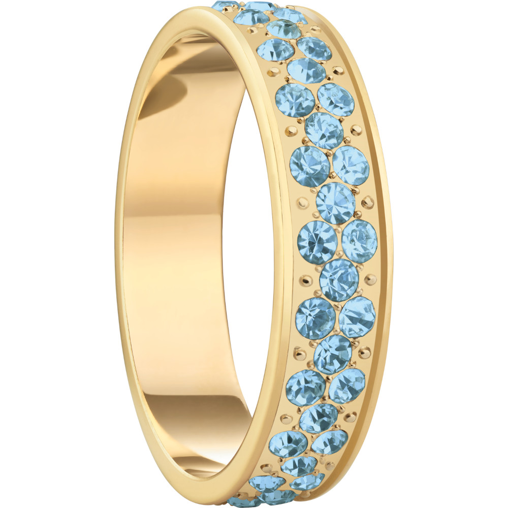 Bering Ring Artic Symphony Edelstahl vergoldet Kristallglas Blau 567-28-X2