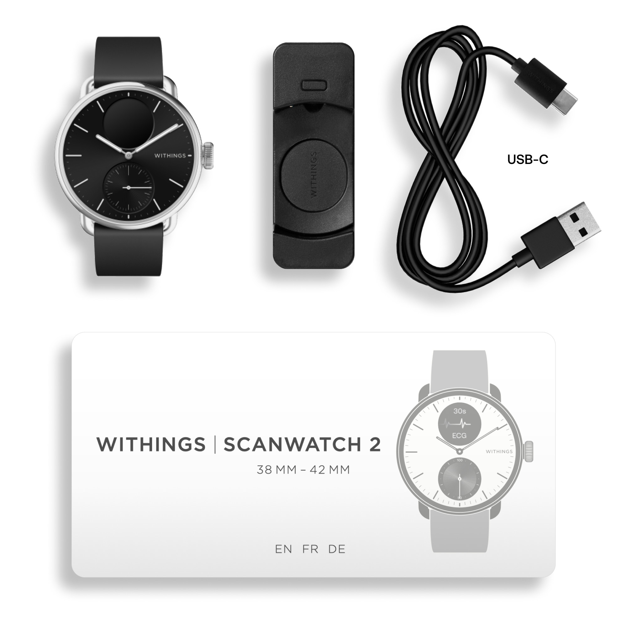 WITHINGS Scanwatch 2 Black 38mm HWA10-MODEL1-ALL-IN