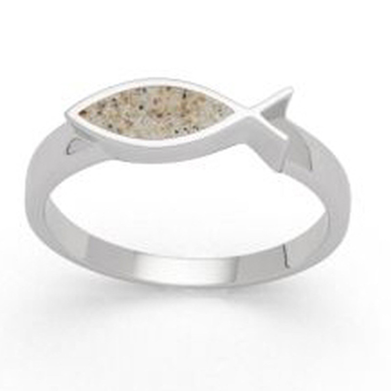 DUR Ring Silber Rhodiniert Fisch Strandsand R5612