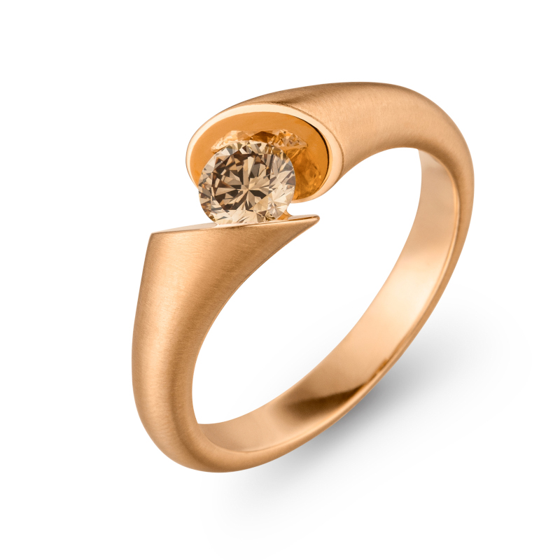 SCHAFFRATH Ring Calla 750/- Roségold Brillant Naturbraun 0,485ct CALLA-MUH