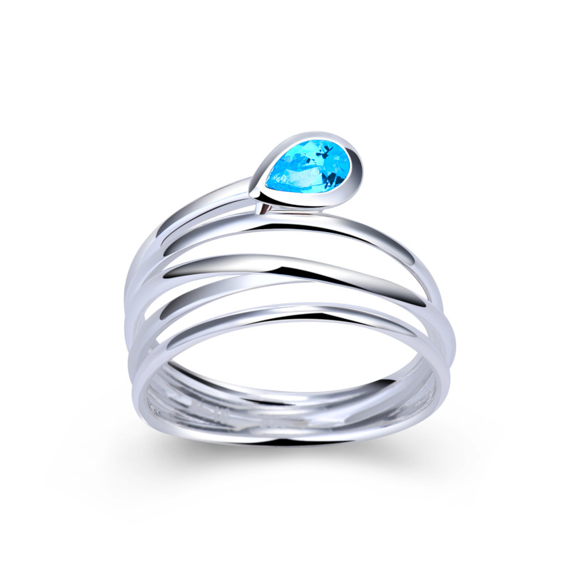 FRITSCH STERLING Ring 925/- Silber Swiss Blue Topas 01086