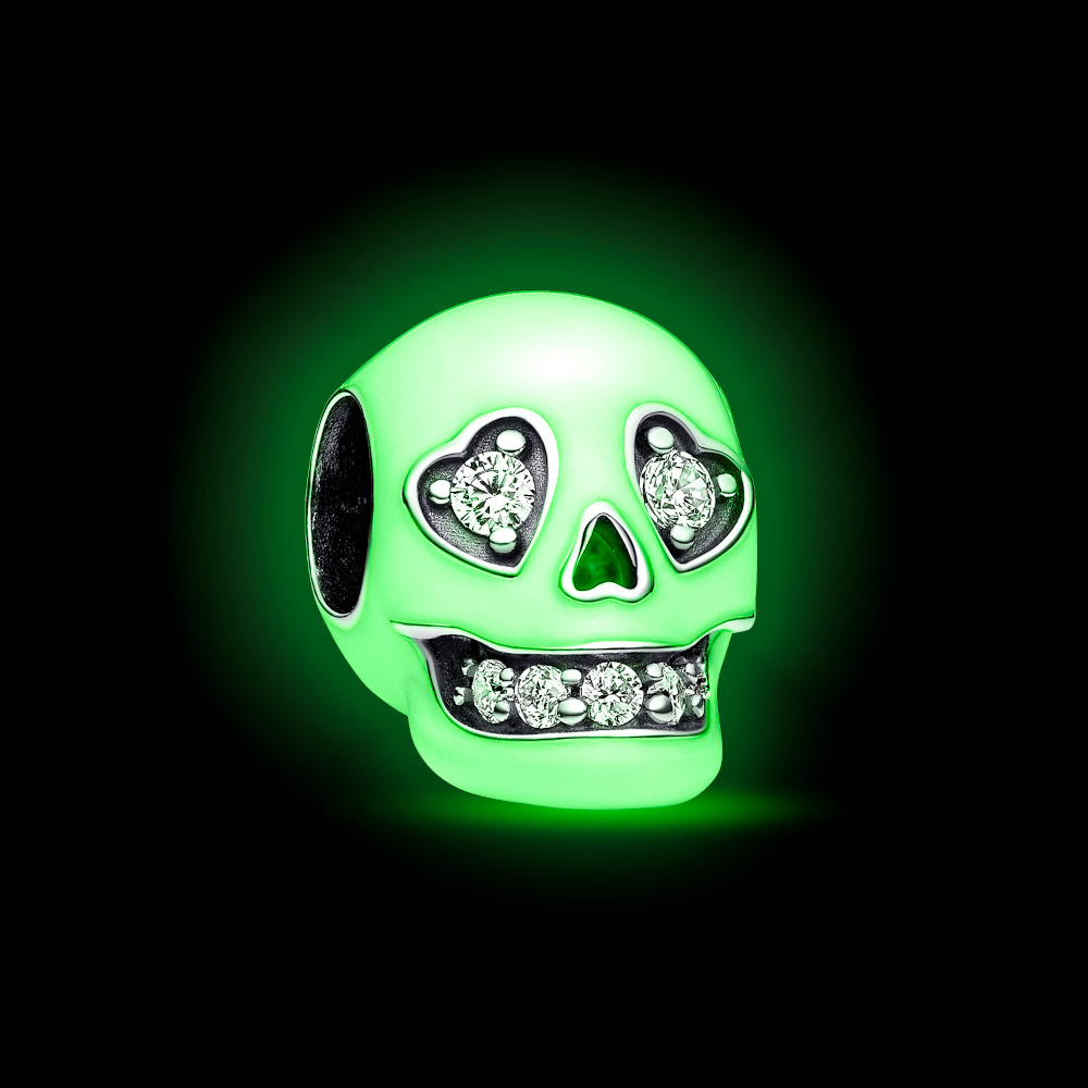 PANDORA Silberelement Glow-in-the-dark Sparkling Skull 792811C01